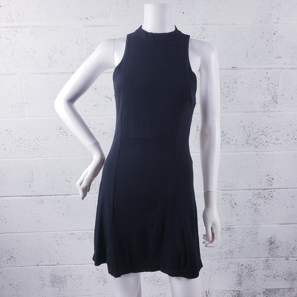 Free People Kitty Kat Mock Nexk Cutout‎ Mini Dress Black Sleeveless Size Medium